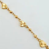 Pulso Corazones Rayados Tipo Militar 3.1gr / 7 1/4 in / 6.4mm Oro Amarillo Nac.Esp. 18K ©