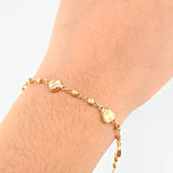 Pulso Corazones Rayados Tipo Militar 3.1gr / 7 1/4 in / 6.4mm Oro Amarillo Nac.Esp. 18K ©