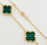 Pulso Aro seguido Trebol Malaquita Verde 6.7gr / 7 3/4 in / 12mm Oro Amarillo Nac.Esp. 18K ©