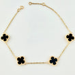 Pulso Aro Seguido Trebol Negro Onix 5.25gr / 7 3/4 in / 10mm Oro Amarillo Nac.Esp. 18K *