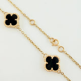 Pulso Aro Seguido Trebol Negro Onix 5.25gr / 7 3/4 in / 10mm Oro Amarillo Nac.Esp. 18K *