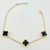 Pulso Trebol Onix Negro 5.5gr / 7 1/4 in / 12mm Oro Amarillo Nac.Esp. 18K ©