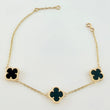 Adjustable Black Onyx Clover Bracelet 3.6 g / 6 1/2 in - 5 3/4 in / 1.36 mm Yellow Gold 18K