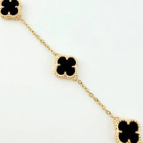 Classic Link Bracelet Clover Onyx 3.7g / 6 3/4 in / 1.4mm Yellow Gold 18K