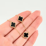Pulso Aro Seguido Trebol Negro Onix 4gr / 6 3/4 in / 10mm Oro Amarillo Nac.Esp. 18K *