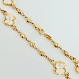 Pulso Militar Treboles Flores Blancas 3.5gr / 7 1/2 in / 8.2mm Oro Amarillo Nac.Esp. 18K *