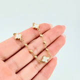 Pulso Militar Treboles Flores Blancas 3.5gr / 7 1/2 in / 8.2mm Oro Amarillo Nac.Esp. 18K *