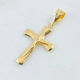 Dije Crúz Cristo Puntas Ovaladas 1.1gr / 1 1/2 in / Oro Amarillo 18K