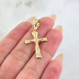 Dije Crúz Cristo Puntas Ovaladas 1.1gr / 1 1/2 in / Oro Amarillo 18K