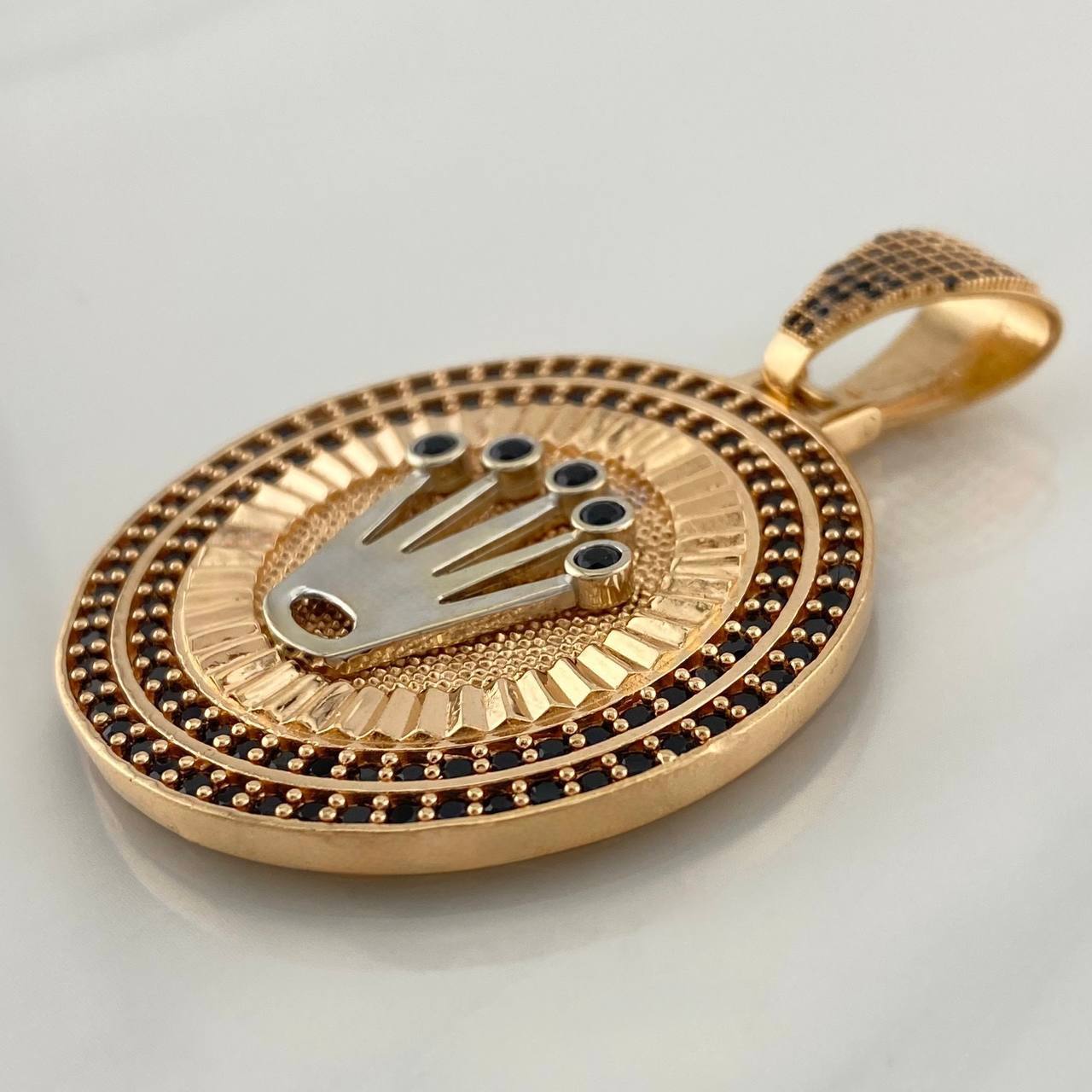 Dije Corona 20.1g / 2 1/4 in Dos Oros Blanco Rosa 18K