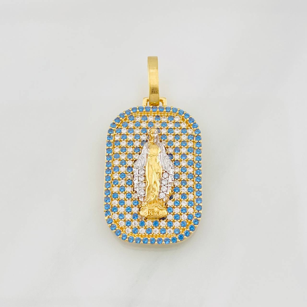 Dije Virgen Milagrosa 5.75g / 1 1/2 in Dos Oros Amarillo Blanco 18K