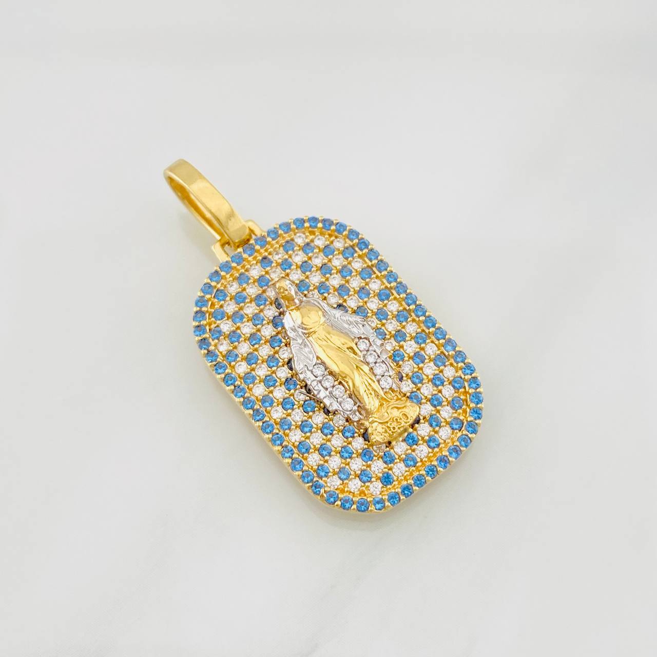 Dije Virgen Milagrosa 5.75g / 1 1/2 in Dos Oros Amarillo Blanco 18K