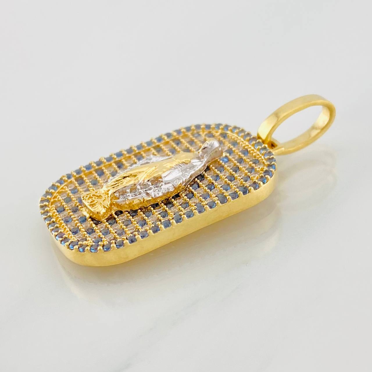 Dije Virgen Milagrosa 5.75g / 1 1/2 in Dos Oros Amarillo Blanco 18K