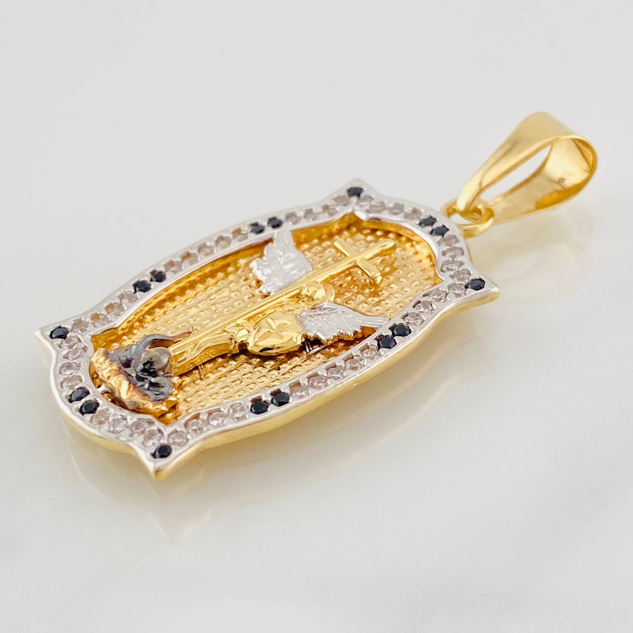Saint Michael Archangel Pendant 4.65g / 1 1/2 in Three Golds 18K