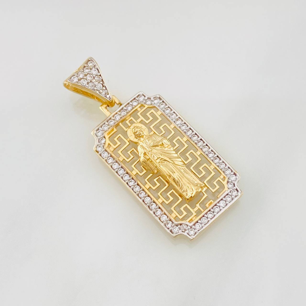 Saint Jude Thaddeus Pendant 3g / 1 1/4 in Two Yellow White Golds 18K