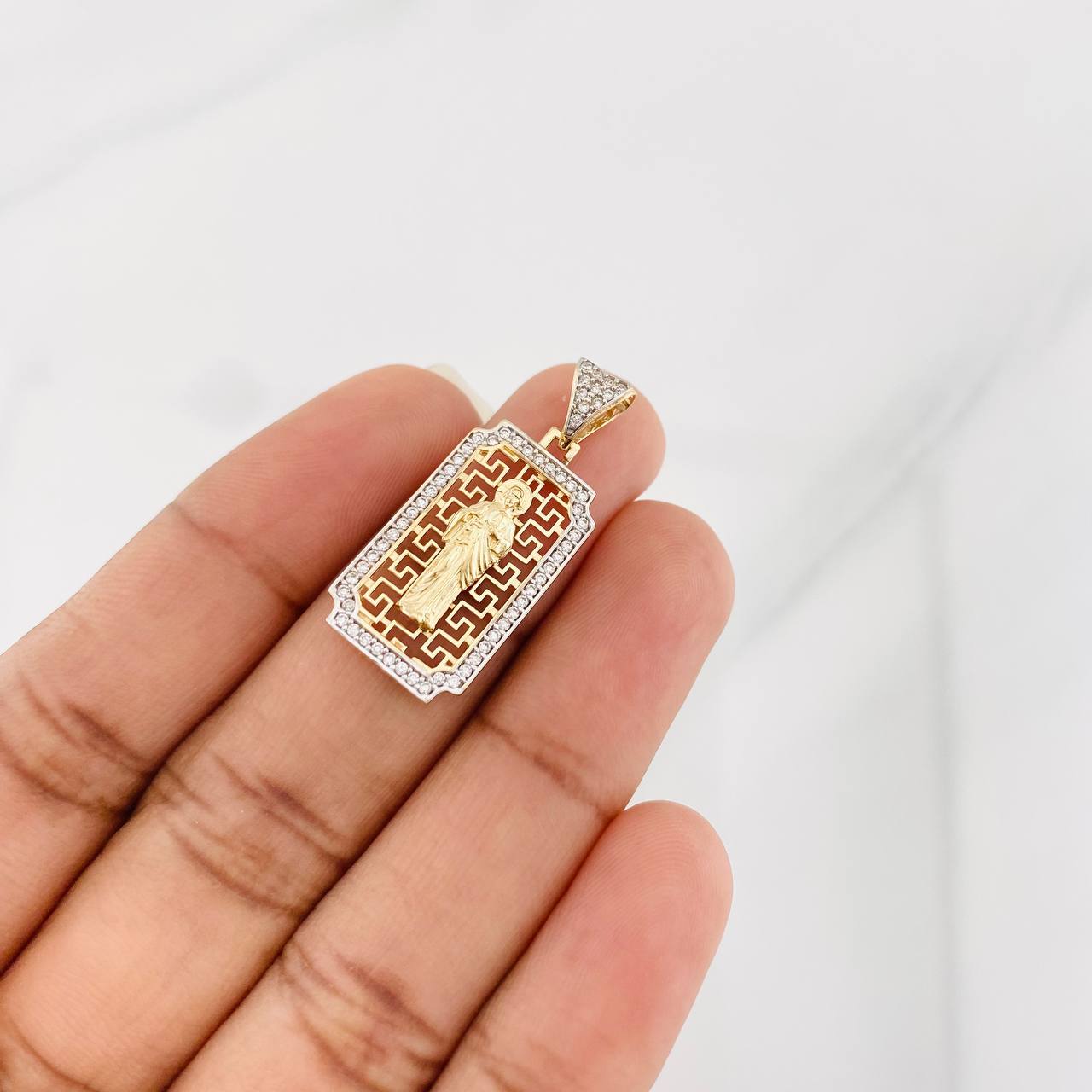 Saint Jude Thaddeus Pendant 3g / 1 1/4 in Two Yellow White Golds 18K