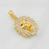 Dije Leon 8g / 1 1/2 in Dos Oros Amarillo Blanco 18K