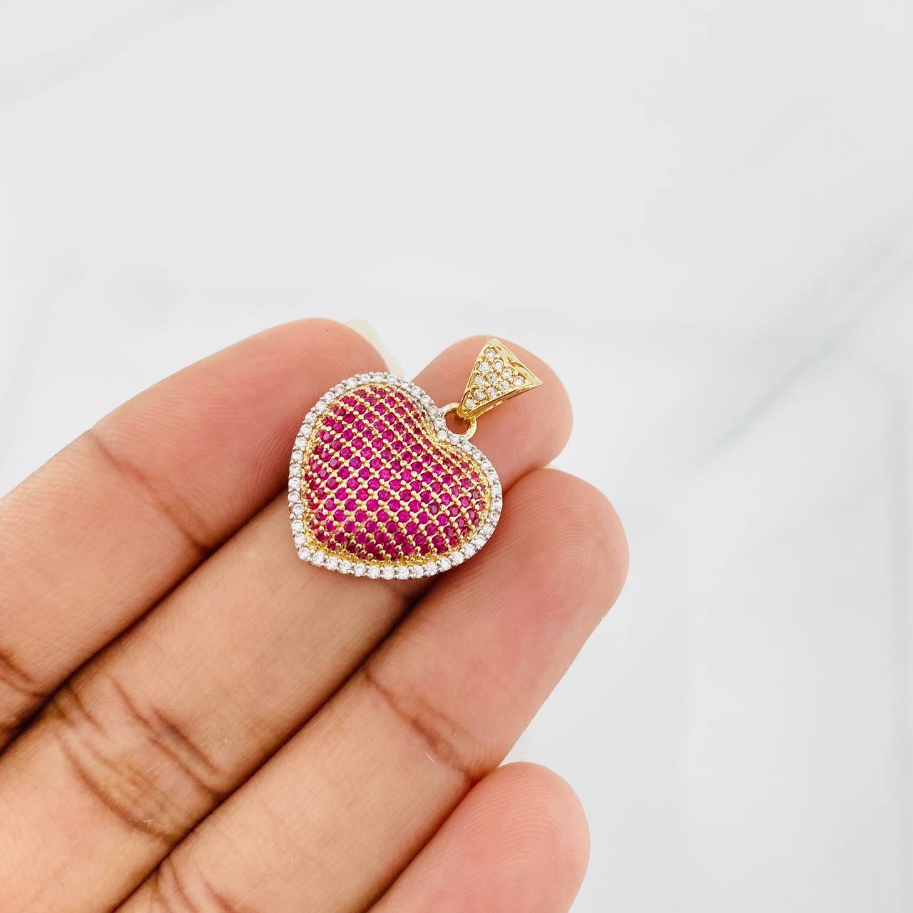 Dije Corazon 3.3g / 1 in Dos Oros Amarillo Blanco 18K