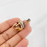 Pendant Gladiator Helmet 4.7g / 1 1/2 in Two-Tone Black Rose Gold 18K