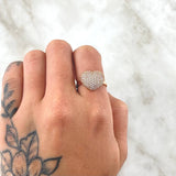 Puffy Heart Ring Dense 2.7gr / Size 6 1/4 / White Zircons 18K Rose Gold