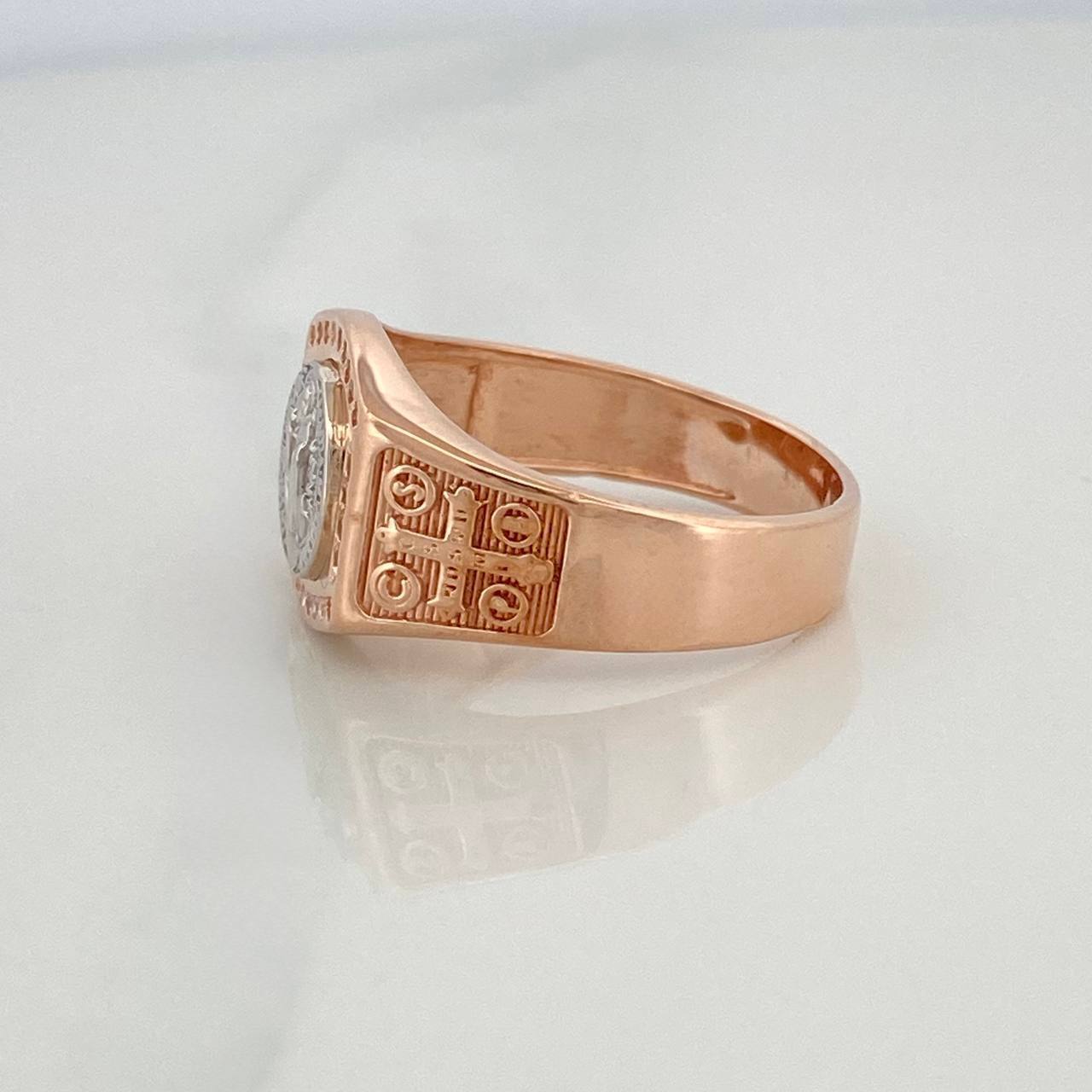 Saint Benedict Ring 6.95 g / T10 1/2 Two-Tone White Rose 18K Gold