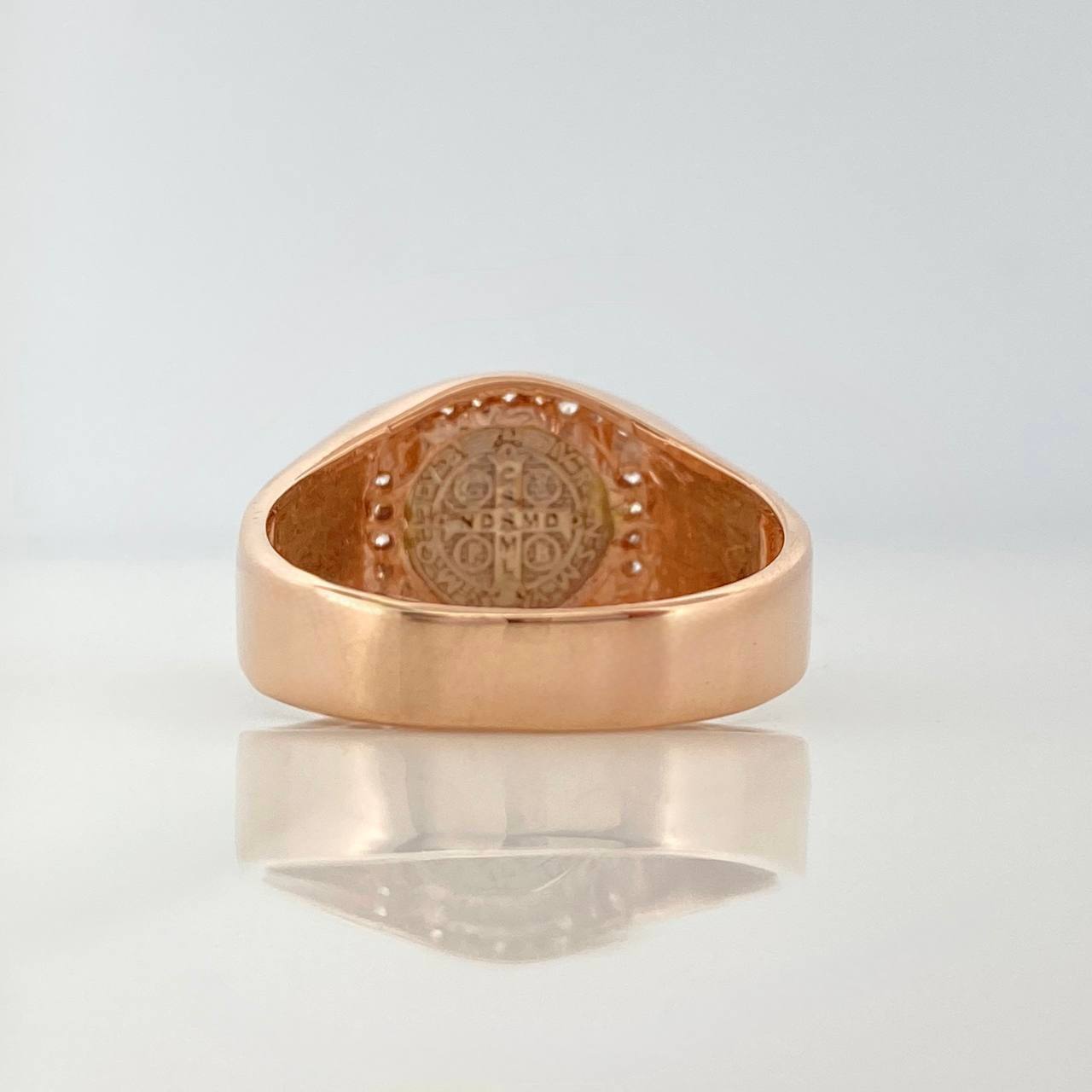 Saint Benedict Ring 6.95 g / T10 1/2 Two-Tone White Rose 18K Gold