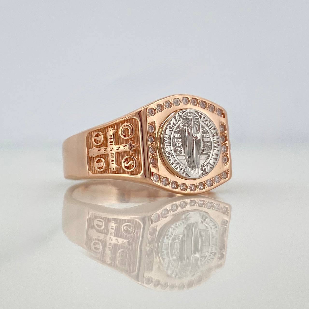 Saint Benedict Ring 6.95 g / T10 1/2 Two-Tone White Rose 18K Gold