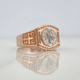 Saint Benedict Ring 6.95 g / T10 1/2 Two-Tone White Rose 18K Gold