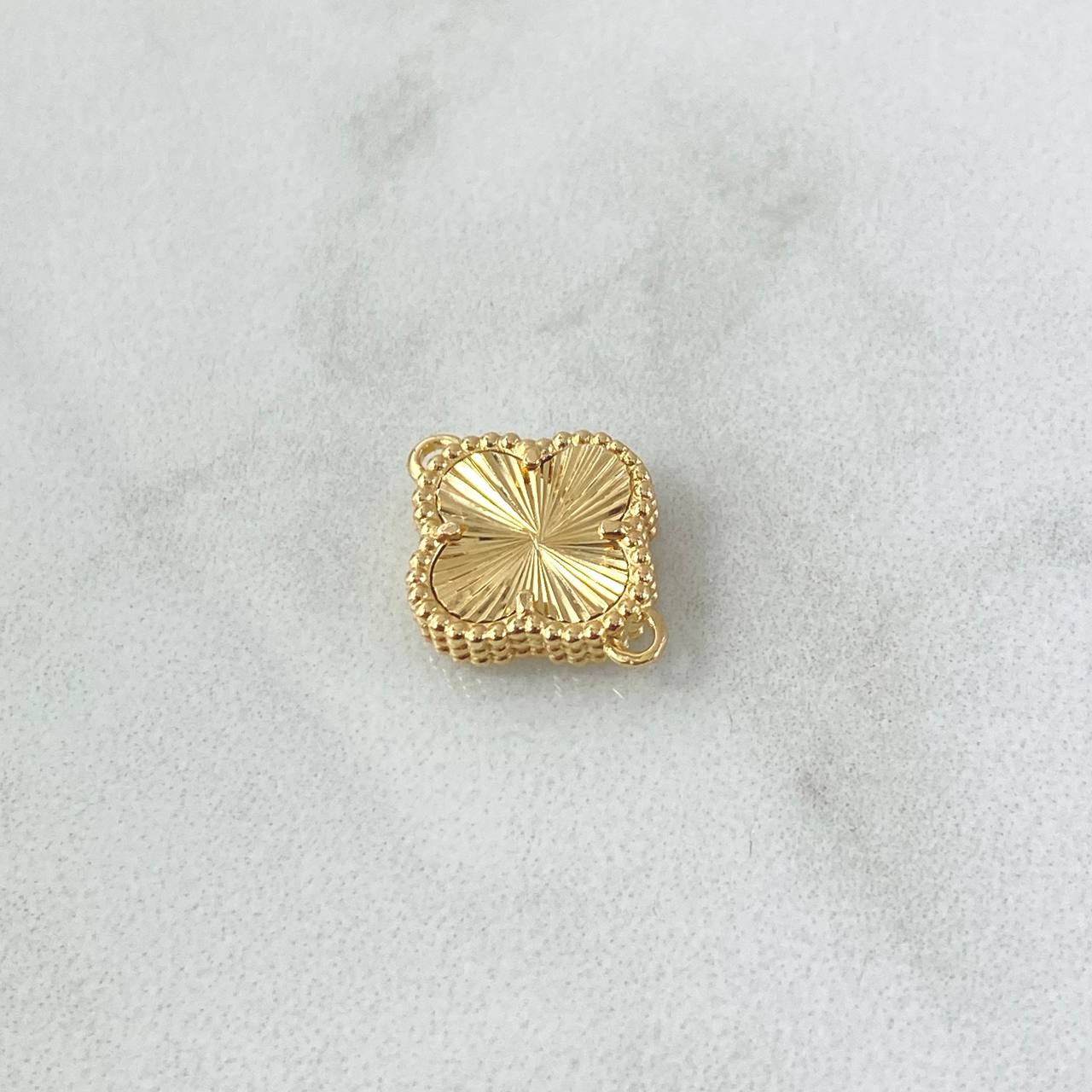 Herraje Trebol VCyA 1.6gr / 1.5cm / Diamantado Punteado Oro Amarillo 18K