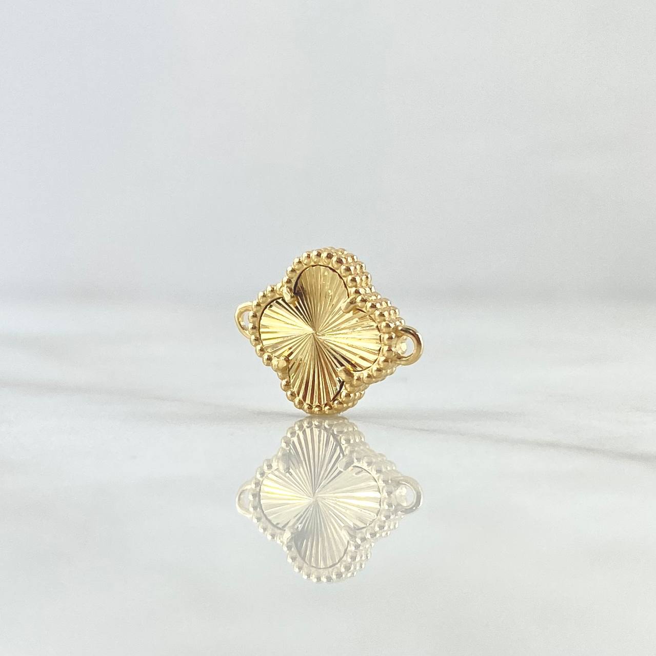 Charm Trebol VCyA 1.5gr / 1.5cm / Diamond Cut Stippled 18K Yellow Gold *