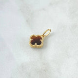 Pendant Clover 1.35gr / 1.7cm / Brown Quartz Spotted 18K Yellow Gold