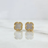 Topos Trebol VCyA 2.2gr / 7.2mm Nacar Blanco Punteado Oro Amarillo Nac.Esp. 18K