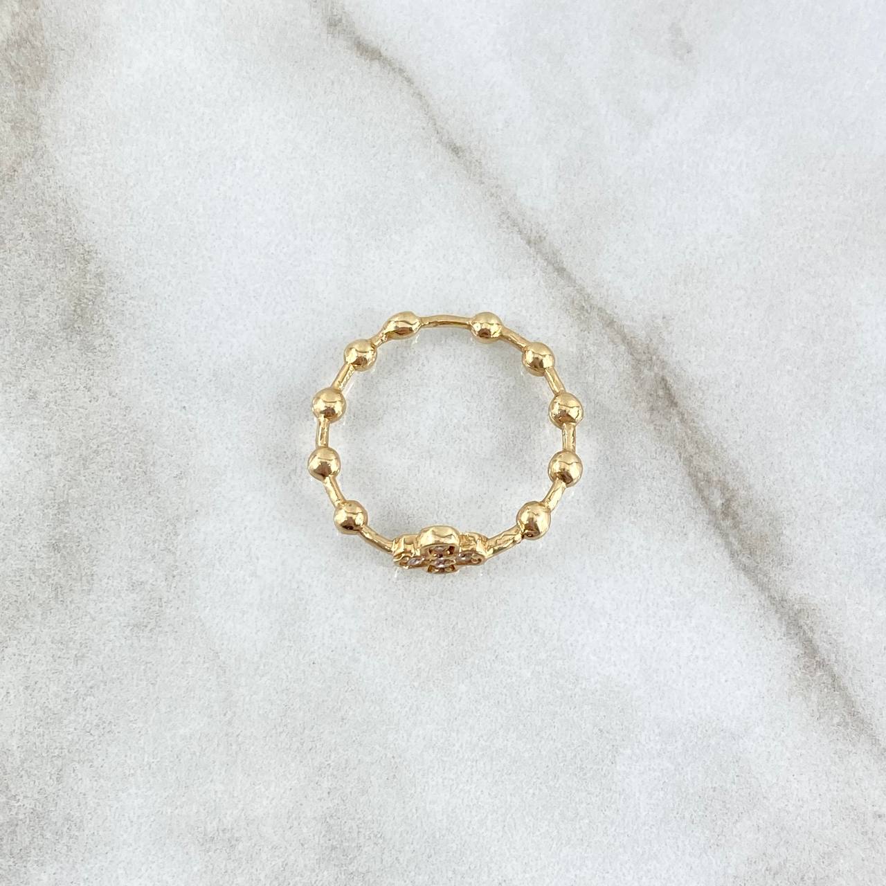 Cross Sphere Ring 2.4gr / T6 1/2 / White Zircons Yellow Gold