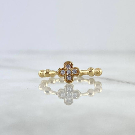 Cross Sphere Ring 2.4gr / T6 1/2 / White Zircons Yellow Gold