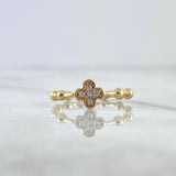 Cross Sphere Ring 2.35gr / Size 5 3/4 / White Zircons Yellow Gold
