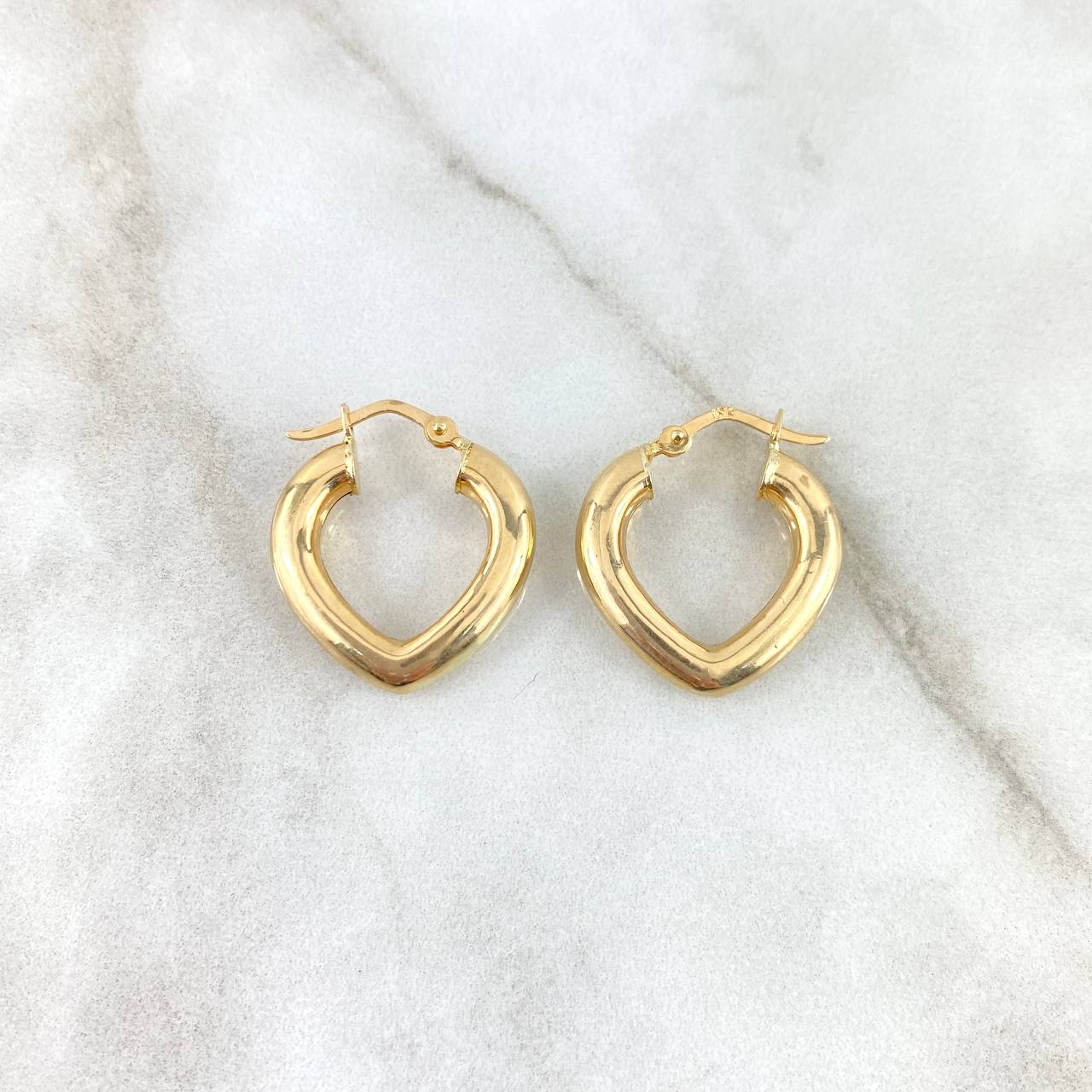 Hoop Earrings Heart 2.4gr / 3/4 in / Yellow Gold 18K
