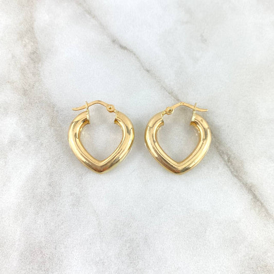 Heart Hoop Earrings 2.2gr / 3/4 in / 18K Yellow Gold ©