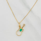 Set Venetian Chain + Violin Pendant emerald 0.5 pts / 1.35g / 15 3/4 in Yellow Gold 18K