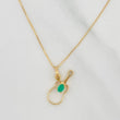 Set Venetian Chain + Violin Pendant emerald 0.7 pts / 1.35g / 15 3/4 in Yellow Gold 18K