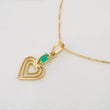 Set Cadena Veneciana + Dije Corazon esmeralda 0.7 pts / 1.55g / 1 1/2 in Oro Amarillo 18K