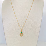 Set Cadena Veneciana + Dije Corazon esmeralda 0.7 pts / 1.55g / 1 1/2 in Oro Amarillo 18K