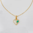 Set Cadena Veneciana + Dije Corazon esmeralda 0.5 pts / 1.2g / 15 3/4 in Oro Amarillo 18K