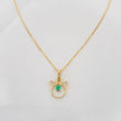 Set Cadena Veneciana + Dije Gatito esmeralda 0.5 pts / 1.25g / 15 3/4 in Oro Amarillo 18K