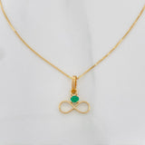 Venetian Chain + Infinity Pendant emerald 0.2 pts / 1.2g / 16 in 18K Yellow Gold