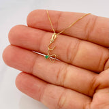 Set Cadena Veneciana + Dije Corazon esmeralda 0.2 pts / 1.2g / 15 3/4 in Oro Amarillo 18K