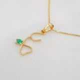 Set Cadena Veneciana + Dije Corazon esmeralda 0.2 pts / 1.2g / 15 3/4 in Oro Amarillo 18K