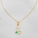 Set Cadena Veneciana + Dije Corazon esmeralda 0.2 pts / 1.2g / 15 3/4 in Oro Amarillo 18K