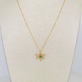 Set Cadena Veneciana + Dije Libelula esmeralda 0.4 pts / 1.6g / 16 in Oro Amarillo 18K