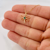 Set Cadena Veneciana + Dije Libelula esmeralda 0.4 pts / 1.6g / 16 in Oro Amarillo 18K