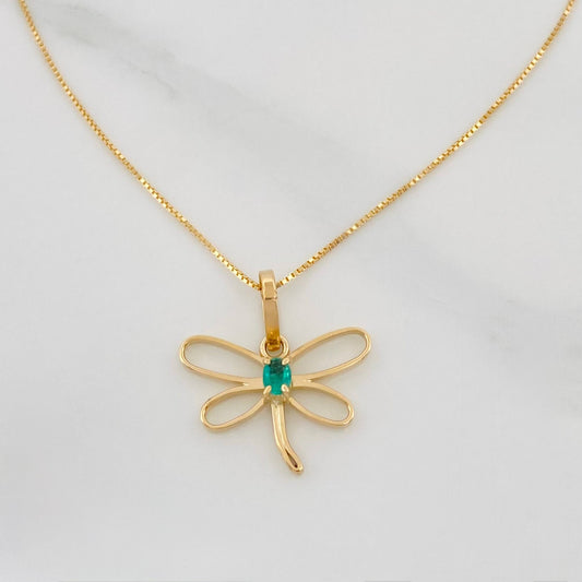 Set Cadena Veneciana + Dije Libelula 0.05pts / 1.7g / 16 in Oro Amarillo 18K